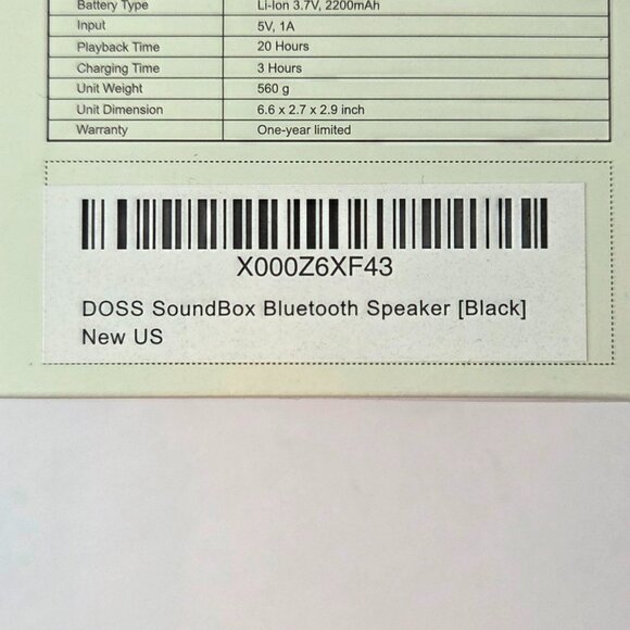 NWT - DOSS SoundBox Wireless Bluetooth Speaker – Black - Picture 8 of 8